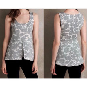 EUC *AKEMI + KIN* Anthropologie Gray White Scuba Lace Peplum Floral Tank Top S